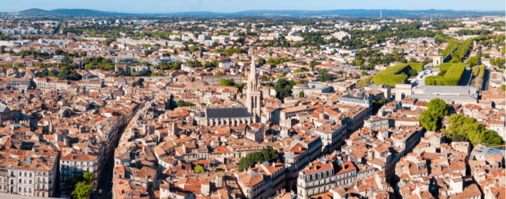 Vue aérienne de la ville de Montpellier